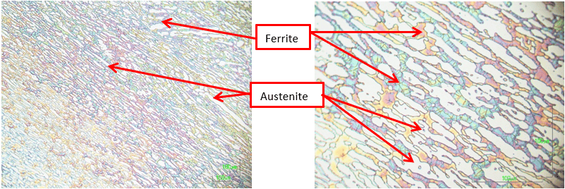 Image showing ferrite and austenite welds.